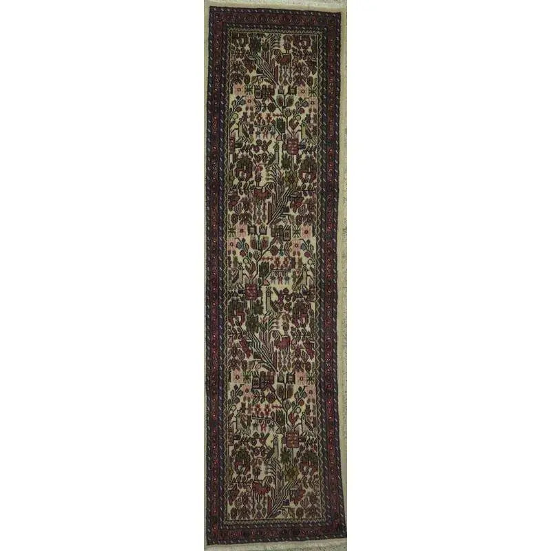 One Of The Kind Hand-Knotted Persian Wool Rug _ Luxurious Vintage Design, 13'5" x 2'7", Artisan Crafted
